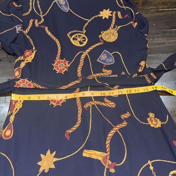 Lauren Ralph Lauren Black and Orange Puff Sleeve Midi Dress - Picture 9 of 9